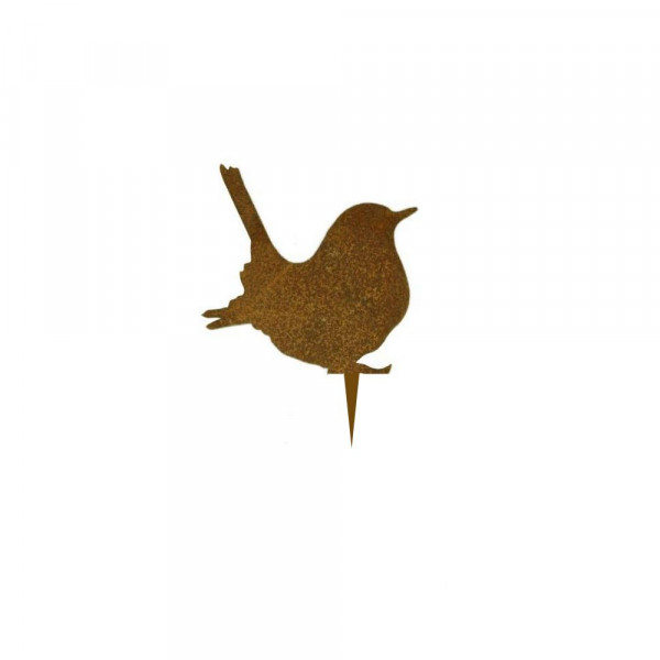 Rost Vogel Zaunkönig sitzend Metallkunst zum Stecken Dekoration
