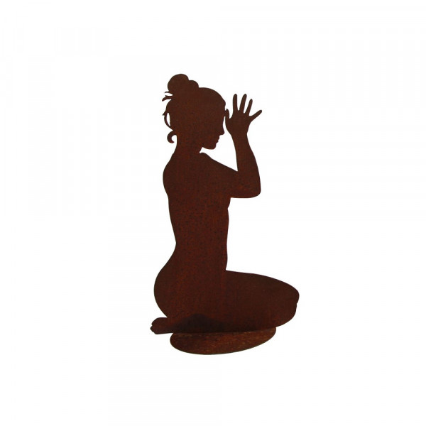 Edelrost dekoration Yoga-Figur liv klein kniend