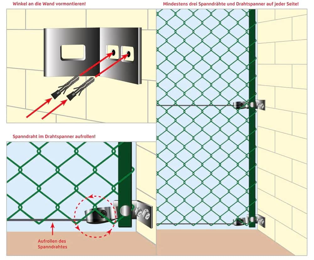 Maschendrahtzaun an hauswand befestigen